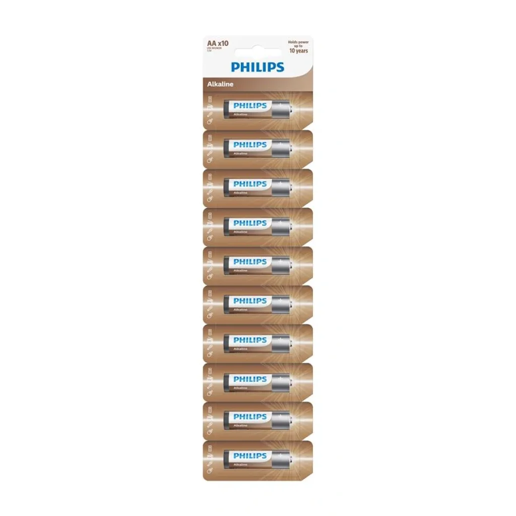 Батарейка Philips Entry Alkaline лужна AА стрічка, 10 шт, LR6AL10S/10 UA
